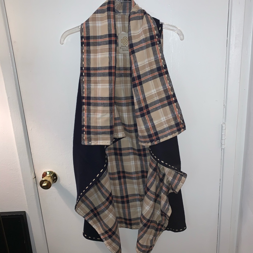 JULIETTE JAKE Cardigan | M | Navy Blue Tan White